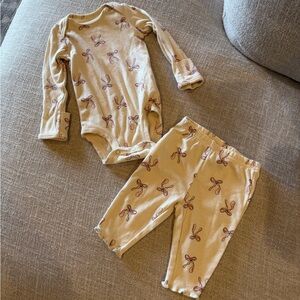 Carter's Cream and Pink Bow Onesie Set